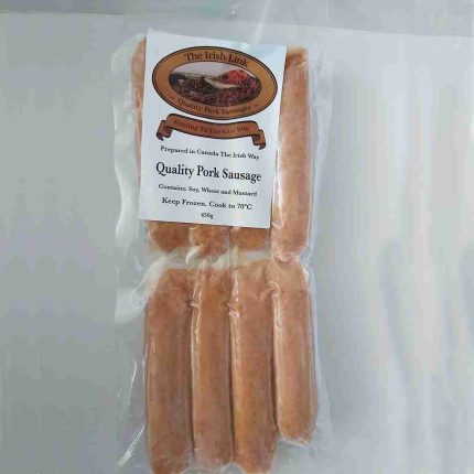 The Irish Link Pork Sausage 450g frozen pack – traditional Irish breakfast sausage.